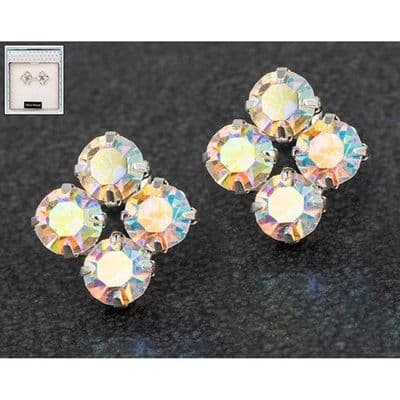 Equilibrium Crystal Sparkly Silver Plated Cluster Earrings