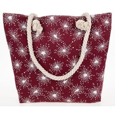 Equilibrium Dandelion Clock Pattern Ladies Tote Shopper Handbag Burgundy