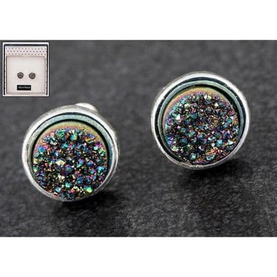 Equilibrium Druzy Crystal Round Earrings Multi