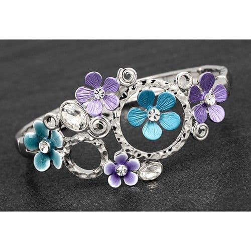 Equilibrium Jewel Tones Flower Loop Half Bracelet