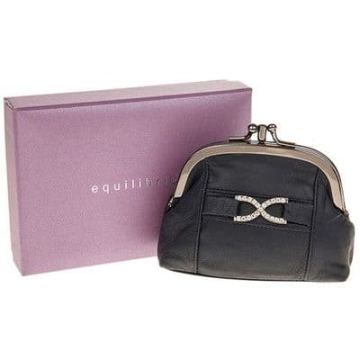 Equilibrium Leather Navy Diamante Purse in Presentation Gift Box