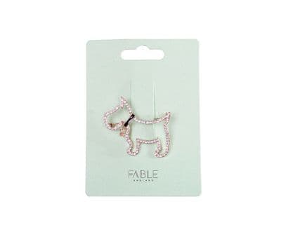 Equilibrium Rose Gold Diamante Puppy Brooch
