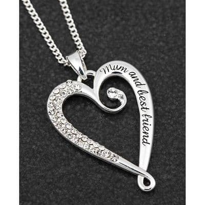 Equilibrium Silver Plated Coiled Open Heart Pendant Necklace Mum Message