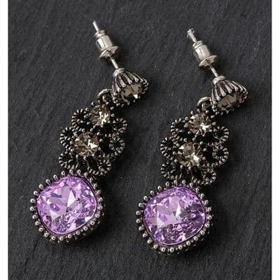 Equilibrium Silver Plated PURPLE Dangly Earrings