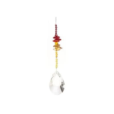 Hanging Crystal  Rainbow Maker Suncatcher - Teardrop Amber