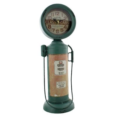 Hometime Novelty Retro Petrol / gas Pump Metal Mantel Clock 36cm