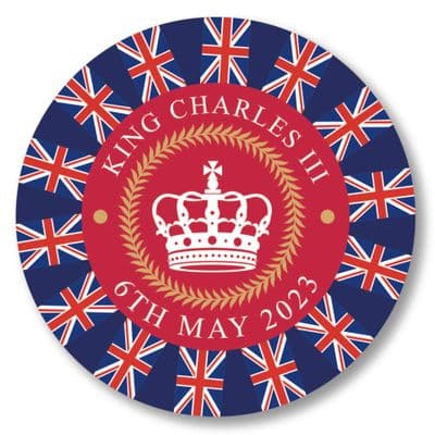 King Charles III Coronation Commemorative Ceramic Coaster -  Flag Bunting