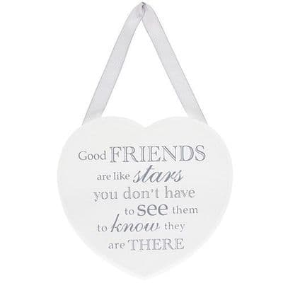 Leonardo Collection White Hanging Heart Sentiment Shabby Chic Plaque - Good Friends