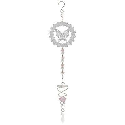 Lesser & Pavey Large Butterfly Design Caged Crystal Wind Spinner and Suncatcher