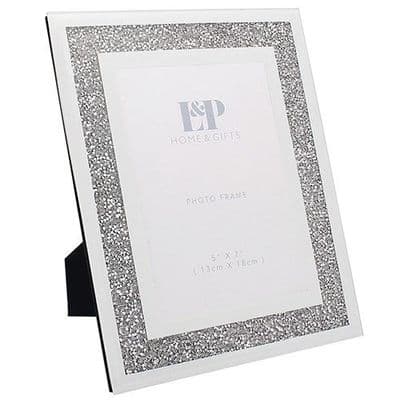 Lesser & Pavey White Mirrored Photo frame with Crystal Inlay 5x7cm