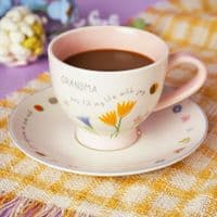 Love Life Ceramic Floral Cup & Saucer, Boxed - Grandma