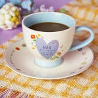 Love Life Ceramic Floral Cup & Saucer, Boxed - Nan