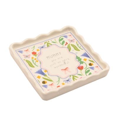 Love Life Scallop  Floral Ceramic Trinket Tray - Mummy