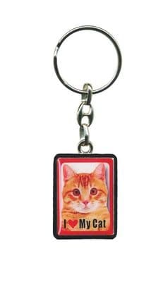 Metal Dog Keyring - I LOVE MY Ginger Cat