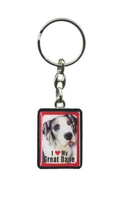 Metal Dog Keyring - I LOVE MY Great Dane