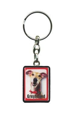 Metal Dog Keyring - I LOVE MY Greyhound