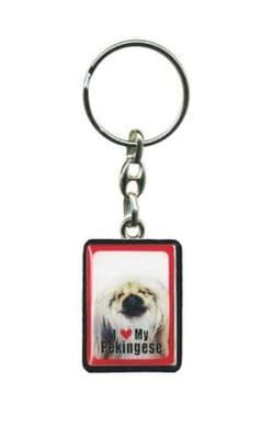 Metal Dog Keyring - I LOVE MY Pekingese
