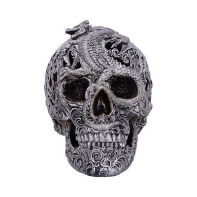 Nemesis Now Cranial Drakos (Silver) Skull 9.5cm
