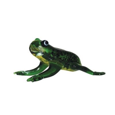 Objets d'Art Handmade Collectable Glass Figurine Ornament - Green Frog 8cm