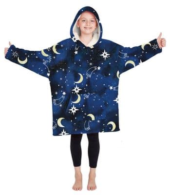 One Size Kids' Hoodzies Oversize Navy Hoodie Moon and Stars