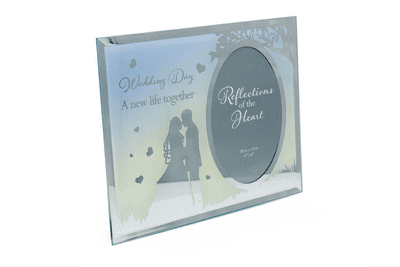 Reflections of the Heart Mirror Glass Photo Frames With Sentiment - Wedding