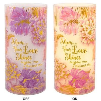 Shudehill Giftware Floral Flickering 'Candle' Flameless Flameless LED Sentiment Mum