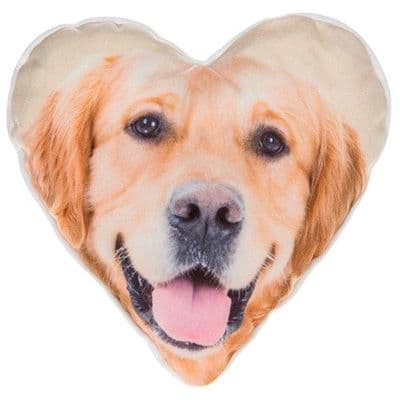 Shudehill Giftware Heart Shaped Visage Dog Cushions Golden Retriever 22cm