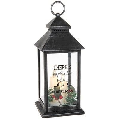 Shudehill Giftware Large Black Christmas LED Light Up Lantern 3 candles 32cm