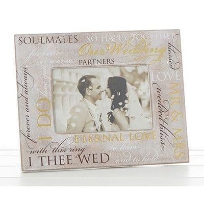 Shudehill Giftware NEW Wood Photo Frame With Sentiment Script for Wedding 4 x 6
