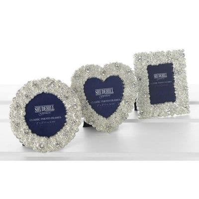 Shudehill Giftware Set Of 3 Diamanté Silver Mini Photo Frames