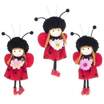 Shudehill Giftware Set of 3 Hanging Fairy Ladybirds Ornament 17cm