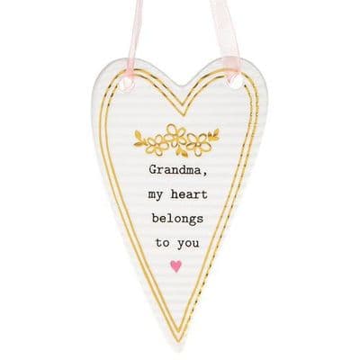 Shudehill Giftware Thoughtful Words Ceramic Hanging Heart Sign - Grandma