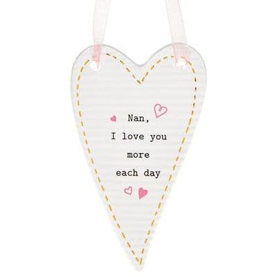 Shudehill Giftware Thoughtful Words Ceramic Hanging Heart Sign - Nan, I love...