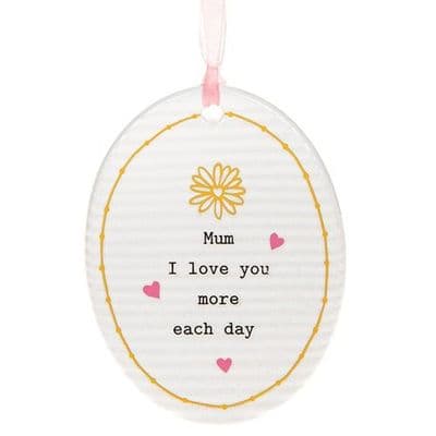 Shudehill Giftware Thoughtful Words Ceramic Hanging Oval Sign - Mum I love....