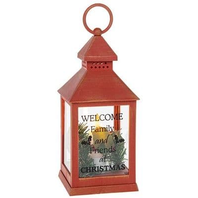 Shudehill Giftware Xmas LED Flame Message Red Lantern 
