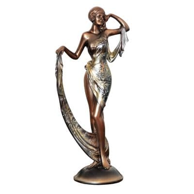 Silhouette Collection Lady Figurine Bronze & Teal 31.6cm