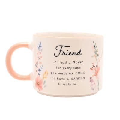 The Cottage Garden Floral Ceramic Peach Mug - Friend
