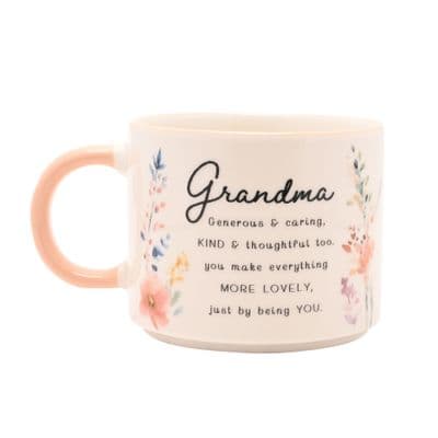 The Cottage Garden Floral Ceramic Peach Mug - Grandma
