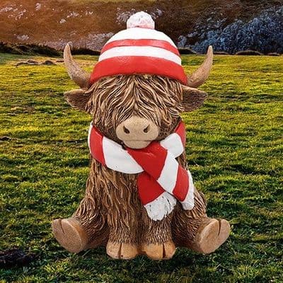 The Leonardo Collection Happy Highland Cow  Tartan Scarf & Hat