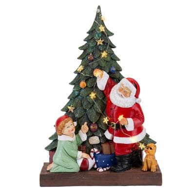 The Novelties Co. Colourful Hand painted Santa and Tree Ceramic Figurine Ornament 34cm