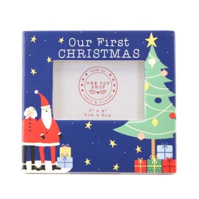 The Novelties Co. Photo Christmas Picture Frame Blue with Script 'Our First Christmas' '' 