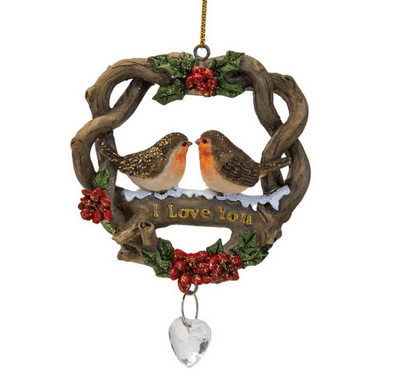 The Novelties Co. Robins In Nest 'I Love You' Christmas Hanging Plaque Ornament