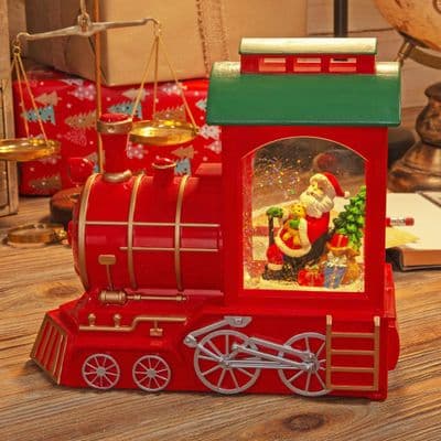 The Novelties Co. Warm LED Red Santa Express Train Snow Globe 22.5cm