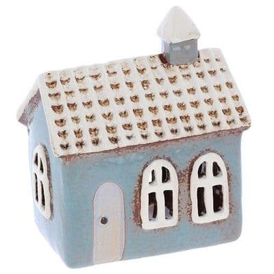 Village Pottery Ceramic Tealight Holder Tile and Brick Pastel House Grey
