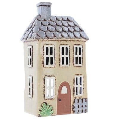 Village Pottery Garden House CreamTealight Candle Holder