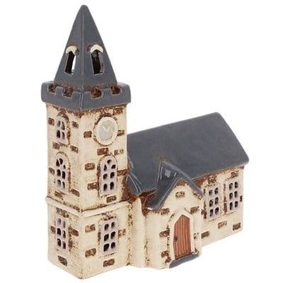 Village Pottery Lantern Grey Church Tealight Holder