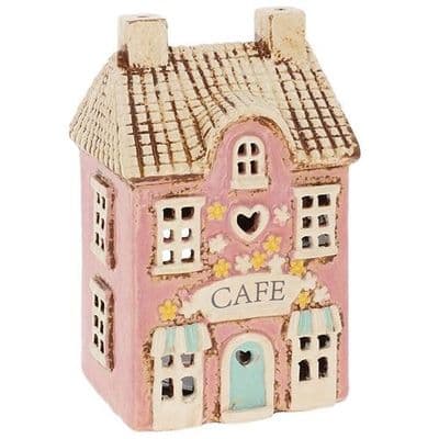 Village Pottery Pink Cafe Tealight Candle Holder