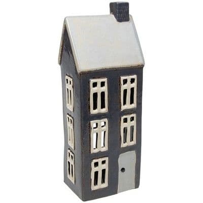 Village Pottery Tall Slate Blue House Tealight Holder 27cm
