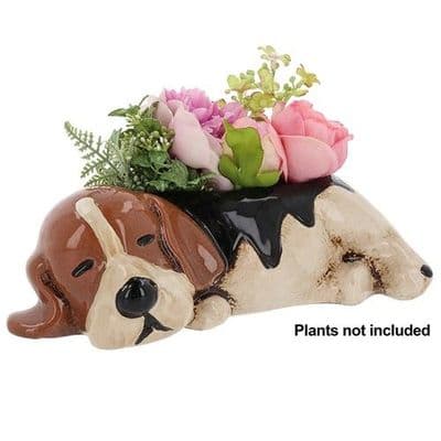Village Pottery Top Dog Beagle Glazed Planter