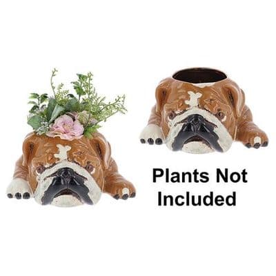 Village Pottery Top Dog Bulldog Glazed Planter